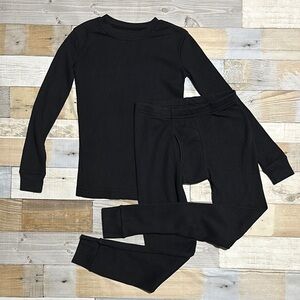 Boys Black Termal Waffle Knit Set Size 8